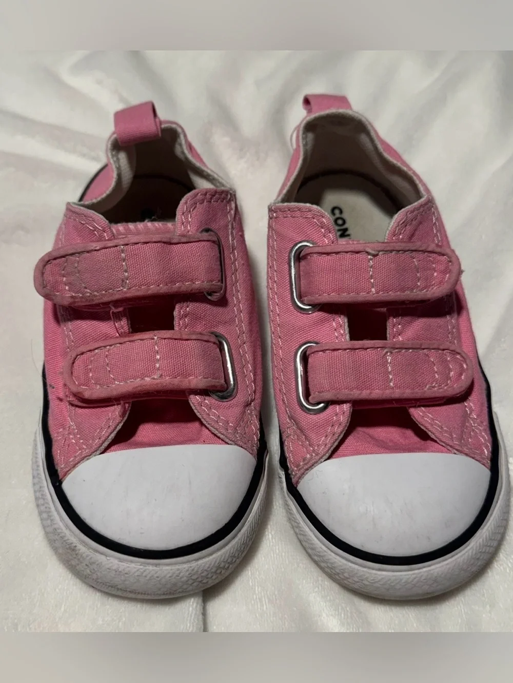 Converse Kids Pink Double-Strap Canvas Sneakers